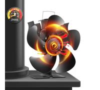 Ventilatore per stufa a legna, ventilatore per camino a 5 pale per stufa a legna, ventilatore a calore, funzionamento silenzioso che circola aria calda, (include termometro magnetico)