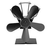 Ventilatore per stufa ad azionamento termico a 5 pale, motore silenzioso ventilatore per stufa a legna circola aria calda, distribuzione efficiente del calore non elettrica per camino aperto (BLACK)