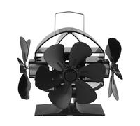 Ventilatore per Stufa Alimentato a Calore 3 Teste 18 Pale in Alluminio Ventilatore per Camino Che Soffia da 270 Gradi con Maniglia di Copertura Protettiva per Stufa a Legna