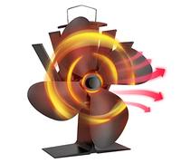 Ventilatore per Stufa con 4 Pale, Ventilatore per Camini a Legna ad Avvio Rapido a 60°C del Funzionamento Silenzioso,Efficiente Distribuzione del Calore, per Bruciatore di Tronchi/Stufa/Camino