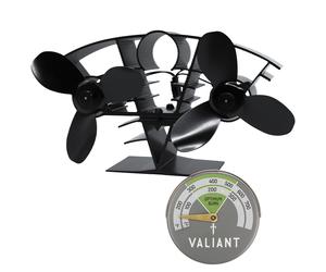 Ventilatore per stufa Valiant a doppia lama e termometro magnetico per stufa