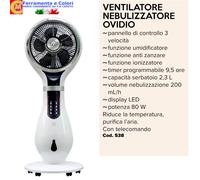Ventilatore Piantana Colonna Nebulizzatore Umidificatore AntiZanzare Telecomando [EEK: A+++]