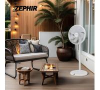 Zephir, Ventilatore Circolare a Piantana 35cm, Motore DC Ultra Silenzioso, 3 Modalità di Ventilazione,10 Velocità, Altezza 850-1080 mm, Telecomando, Timer, Potenza 30W, Cavo 4m