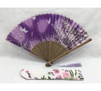 Ventilatore pieghevole portatile giapponese Silk Sensu Sakura Butterfly Viola...