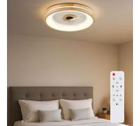 Ventilatore Plafoniera Lampada di Legno Timer Regolabile Telecomando Cct LED [EEK: E]