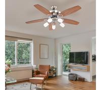 Ventilatore Plafoniera Lampada Legno Design Passare Wendefunktion E14 D 130cm [EEK: Non valutato]