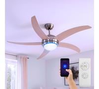 Ventilatore Plafoniera Legno Controllo Vocale Telecomando App Ventola LED RGB [EEK: G]