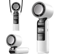 Ventilatore Portatile 3 in 1 con Display LED e Raffreddamento Turbo, Ventilatore da Collo/Scrivania Ricaricabile USB Pieghevole per Viaggi, Ufficio, Casa, Palestra, attività Estive e Regalo,White
