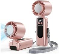Ventilatore Portatile 3 in 1 con Display LED e Raffreddamento Turbo, Ventilatore da Collo/Scrivania Ricaricabile USB Pieghevole per Viaggi, Ufficio, Casa, Palestra, attività Estive e Regalo,Pink