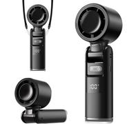 Ventilatore Portatile 3 in 1 con Display LED e Raffreddamento Turbo, Ventilatore da Collo/Scrivania Ricaricabile USB Pieghevole per Viaggi, Ufficio, Casa, Palestra, attività Estive e Regalo,Black