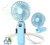 Ventilatore Portatile, 4000 mAh Mini Ventilatore Portatile USB-C Ricaricabile, 6 Velocità Ventilatore Piccolo con LCD Display, 2-in-1 Ventilatore da Tavolo per Ufficio, Spiaggia, Viaggio, Pendolarismo