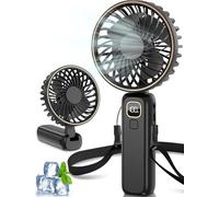 Ventilatore Portatile, 4000 mAh Mini Ventilatore Portatile USB-C Ricaricabile, 6 Velocità Ventilatore Piccolo con LCD Display, 2-in-1 Ventilatore da Tavolo per Ufficio, Spiaggia, Viaggio, Pendolarismo