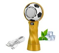 Ventilatore portatile a mano di calcio, 100 velocità, ricaricabile, mini ventilatore a mano a soffio, aria fredda, 5000 mAh, ventilatore turbo coppa del mondo di calcio, per esterno viaggio sport (oro
