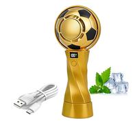 Ventilatore portatile a mano di calcio, 100 velocità, ricaricabile, mini ventilatore a mano a soffio, aria fredda, 5000 mAh, ventilatore turbo coppa del mondo di calcio, per esterno viaggio sport (oro