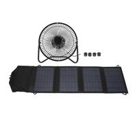 Ventilatore portatile a pannello solare da 14 W, 8 pollici, con doppia porta USB per la ricarica del telefono, ideale per picnic all'aperto.