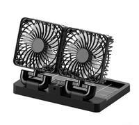 Ventilatore portatile a risparmio energetico con pannello solare ricaricabile e compatibilità USB, ventilatore solare regolabile a 3 velocità per l'uso in vari ambienti (doppia testa nera)