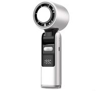 Ventilatore portatile AC portatile con refrigeratore per ghiaccio e display a LED per viaggi e attività all'aperto, potente mini ventola di raffreddamento turbo ricaricabile, velocità regolabile