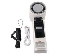 Ventilatore portatile compatto con schermo digitale e impostazioni variabili del flusso d'aria, ricaricabile tramite USB, per viaggi, campeggio, ufficio, finitura nera (bianco refrigerante)