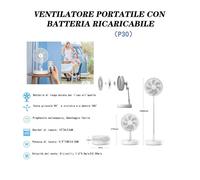 VENTILATORE PORTATILE CON BATTERIA RICARICABILE P30 DESIGN PIEGHEVOLE SALVASPAZI