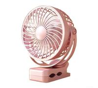 Ventilatore portatile con clip USB, con rotazione di 720 gradi, velocità del vento regolabile, funzionamento silenzioso per casa, ufficio, sala studio (rosa)