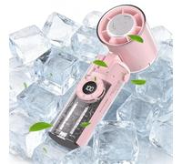 Ventilatore portatile con funzione Ice Cool, ricaricabile, trasparente, design Mecha Wind, dispositivo da viaggio pieghevole con cordino leggero, per campeggio, picnic, viaggi, ufficio, casa (rosa)