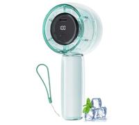 Ventilatore Portatile con Luci a LED,Ventilatore USB Velocità Regolabile (1 - 100),Display HD mini Ventilatore,USB Ricarica Rapida 2H,Ventilatore Potente per Viaggi/Esterno/Casa/Ufficio - Verde