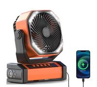 Ventilatore portatile da campeggio con luce LED, telecomando, 4 velocità, timer, alimentazione USB, per raffreddamento esterno e interno
