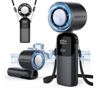 Ventilatore portatile da campeggio con luce LED - Ventilatore da tavolo ricaricabile e ventilatore sospeso (funzionamento 24 ore), gancio per tenda, camper, attrezzatura di sopravvivenza, ufficio