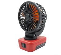 Ventilatore portatile da cantiere da 18 V con doppia porta USB, perfetto per il campeggio, offre un potente flusso d'aria in un piccolo pacchetto (rosso)