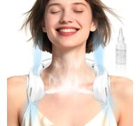 Ventilatore portatile da collo con nebbia, ricaricabile 4-9H di raffreddamento del collo che soffia aria fredda, 5 velocità e display LED, USB-C senza lama pieghevole personale per bambini adulti