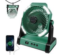 Ventilatore portatile da esterno con lanterna a LED, controllo vocale e oscillazione a 270°, ventola alimentata a batteria da 22500 mAh (40 ore) per campeggio, oggetti essenziali per tende, viaggi