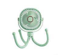 Ventilatore portatile da passeggino alimentato a batteria da 8000 mAh con rotazione a 360 gradi, design staccabile, illuminazione a LED e quattro velocità per flusso d'aria regolabile (verde)