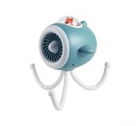 Ventilatore portatile da passeggino con batteria da 8000 mAh, rotazione di 360 gradi, 4 velocità, luce notturna a LED e testa staccabile per passeggino e seggiolino auto (blu)