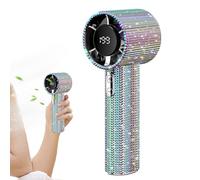 Ventilatore portatile da viaggio - Ventaglio portatile con cristalli per rinfresco personale, ventilatore silenzioso a batterie per estate spiaggia escursionismo picnic scrivania interna ed esterna