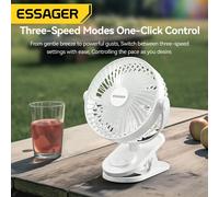 VENTILATORE PORTATILE E DA SCRIVANIA E CON PINZA A BATTERIA 1200mAh 3 VELOCITA'