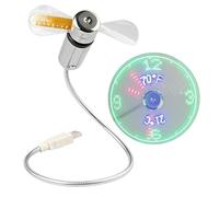Ventilatore portatile elettrico, ventilatore USB con orologio a LED e illuminazione morbida flessibile - ventilatore silenzioso regolabile in angolo pieghevole per scuola, dormitorio, viaggi, casa