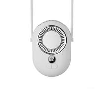 Ventilatore portatile indossabile da vita e collo, 3 impostazioni di velocità, display a LED, mani di raffreddamento per scrivania, portatile, viaggi, attività all'aperto, leggero (bianco, 4000 mAh)
