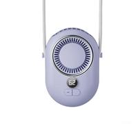 Ventilatore portatile indossabile da vita e collo, 3 impostazioni di velocità, display a LED, mani di raffreddamento per scrivania, portatile, viaggi, attività all'aperto, leggero (viola, 4000 mAh)