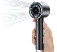 JATEKA Ventilatore a mano, mini ventilatore a 5 velocità e porta di ricarica USB, ventilatore manuale con display LED, 3000 mAh, ventilatore portatile per ufficio, biblioteca, viaggi