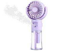 Ventilatore Portatile, Mini Ventilatore Portatile USB Ricaricabile Spruzzo d'Acqua, Ventilator Klein con 4 Velocità, Handventilator Akku Aufladbar per Sportivo Campeggio Ufficio Viaggi (Viola)