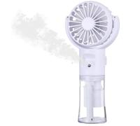 Ventilatore Portatile, Mini Ventilatore Portatile USB Ricaricabile Spruzzo d'Acqua, Ventilator Klein con 4 Velocità, Handventilator Akku Aufladbar per Sportivo Campeggio Ufficio Viaggi (Bianco)