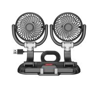 Ventilatore Portatile Per Auto | Flusso D'aria Regolabile Silenzioso A Doppia Testa Ruotabile A 3 Velocità - Ventilatore Da Scrivania Con Flusso D'aria Forte Rinforzato | Per L'automobile, La Casa, Il