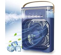 Ventilatore portatile per condizionatori d'aria, alimentazione USB, umidificatore a 7 LED, piccolo a 3 velocità, raffreddamento ultra silenzioso per famiglia, viaggi, ufficio