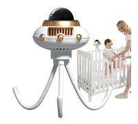 Ventilatore portatile per passeggino, ventilatore da culla ricaricabile a polpo spaziale, uso esterno con indicatore di batteria leggero 3 velocità Dispositivo di raffreddamento per seggiolino auto da