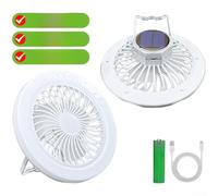 Ventilatore Portatile per solare 3 Luce Tri-Colore Ventilatore(A) | Ricarica per solare e USB, 3 per vento, luce tri-colore, per ideale per campeggio corrente
