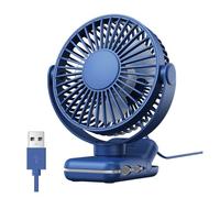 Ventilatore Portatile Piccolo Ventilatore Portatile A Clip Ventilatore Da Tavolo USB Con Flusso D'aria Forte A 3 Velocità Rotazione A 720 ° Ventilatori Da Tavolo Ultra Silenziosi For La Casa Offi(Blue