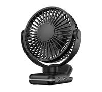 Ventilatore Portatile Piccolo Ventilatore Portatile A Clip Ventilatore Da Tavolo USB Con Flusso D'aria Forte A 3 Velocità Rotazione A 720 ° Ventilatori Da Tavolo Ultra Silenziosi For La Casa Offi(Blac