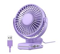 Ventilatore Portatile Piccolo Ventilatore Portatile A Clip Ventilatore Da Tavolo USB Con Flusso D'aria Forte A 3 Velocità Rotazione A 720 ° Ventilatori Da Tavolo Ultra Silenziosi For La Casa Offi(Purp