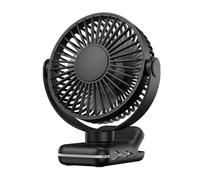 Ventilatore Portatile Piccolo Ventilatore Portatile A Clip Ventilatore Da Tavolo USB Con Flusso D'aria Forte A 3 Velocità Rotazione A 720 ° Ventilatori Da Tavolo Ultra Silenziosi For La Casa Offi(Blac