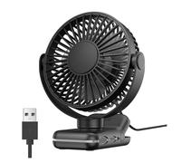 Ventilatore Portatile Piccolo Ventilatore Portatile A Clip Ventilatore Da Tavolo USB Con Flusso D'aria Forte A 3 Velocità Rotazione A 720 ° Ventilatori Da Tavolo Ultra Silenziosi For La Casa Offi(Blac